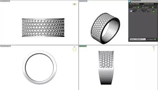 Wide Pave Band Men Women Wedding Band Bridal 3dm