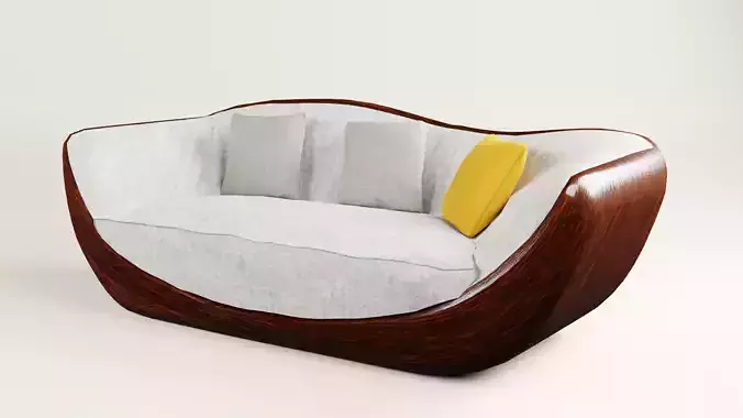 Modern Wooden Shell Sofa with Cushions