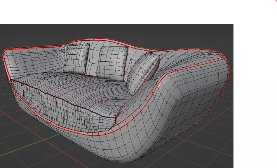 Modern Wooden Shell Sofa with Cushions Low-poly 3D model_5