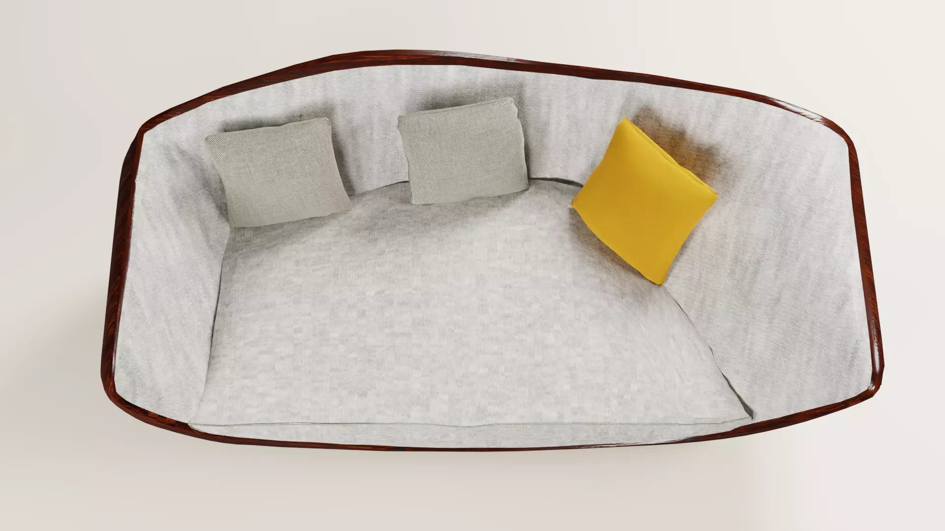 Modern Wooden Shell Sofa with Cushions Low-poly 3D model_2