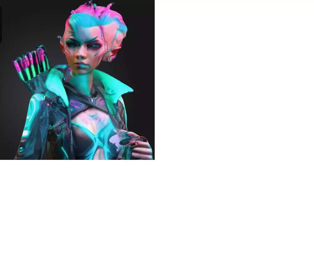 Hyper-Realistic Cyberpunk Elf Archer - 155mm Mini 3D print model_1