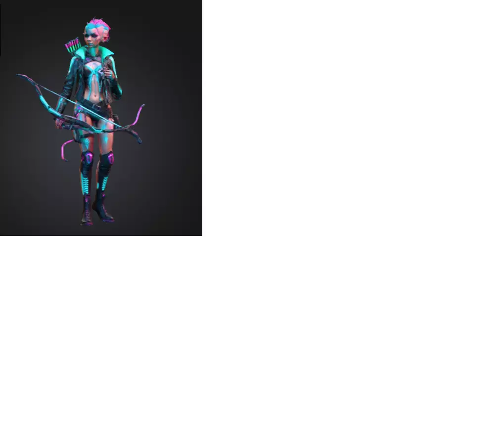 Hyper-Realistic Cyberpunk Elf Archer - 155mm Mini 3D print model_0