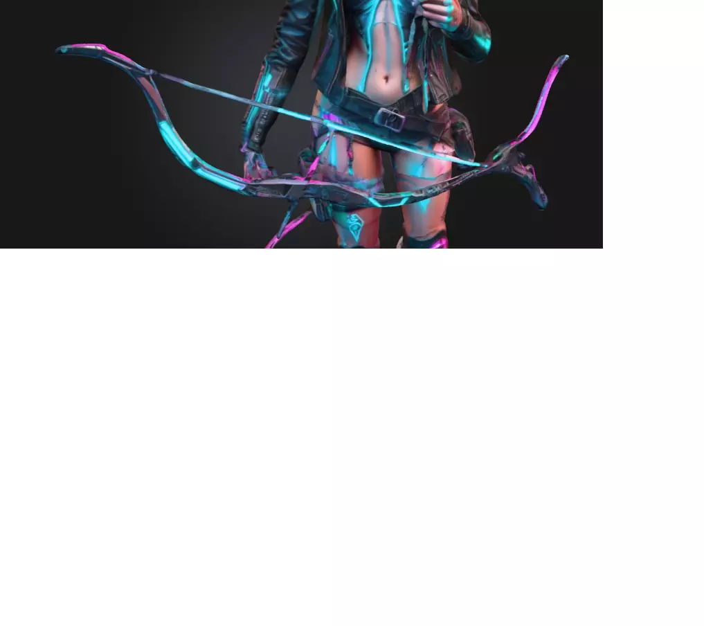 Hyper-Realistic Cyberpunk Elf Archer - 155mm Mini 3D print model_5