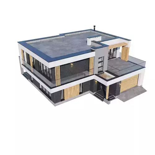 Modern house Max with BLENDER file 3D model 6