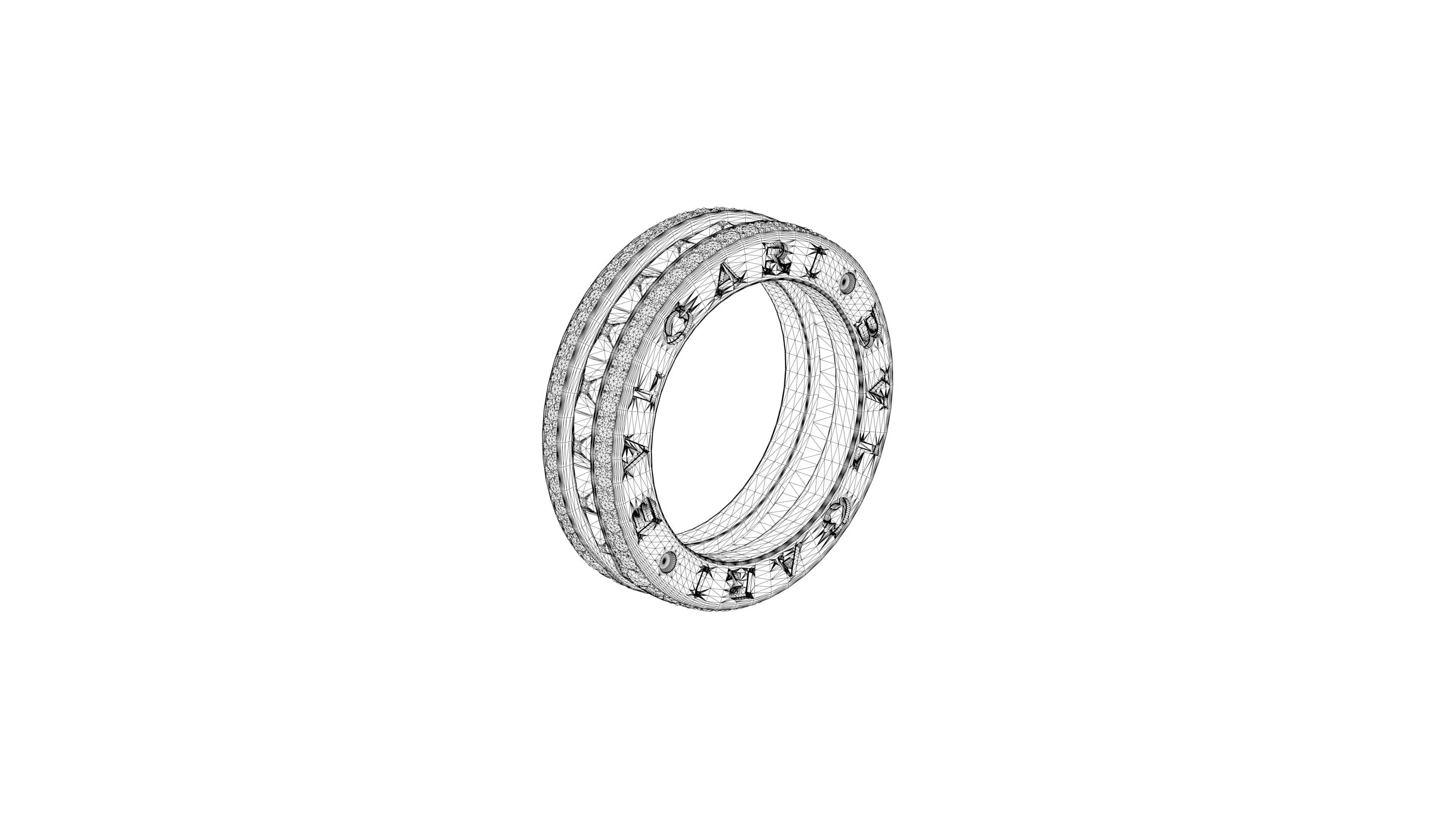 BULGARI - B ZERO 1 RING - DOUBLE BAND STRUDED WITH DIAMOND EDGES 3D print model_3