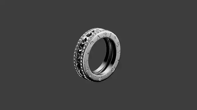 BULGARI - B ZERO 1 RING - DOUBLE BAND STRUDED WITH DIAMOND EDGES