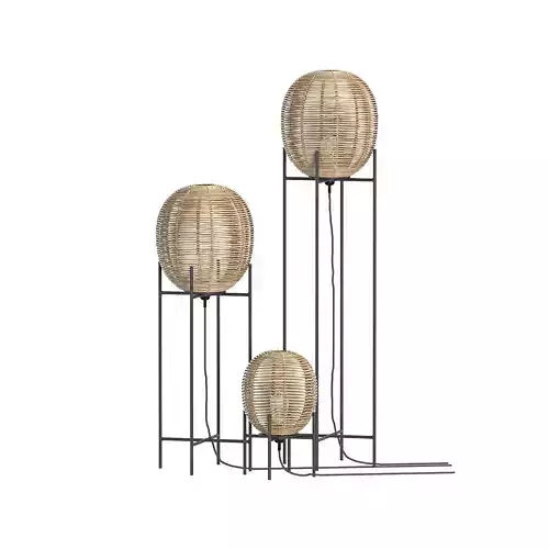 Bamboo Wicker bulb Sari floor table lamp