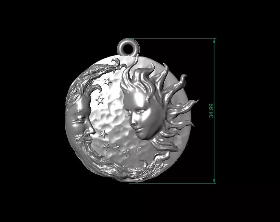 Gunes ve ay gumus kolye  3D print model_1