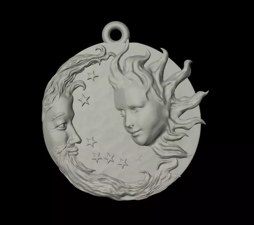 Gunes ve ay gumus kolye  3D print model_0