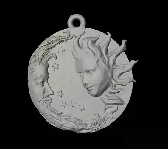 Gunes ve ay gumus kolye 