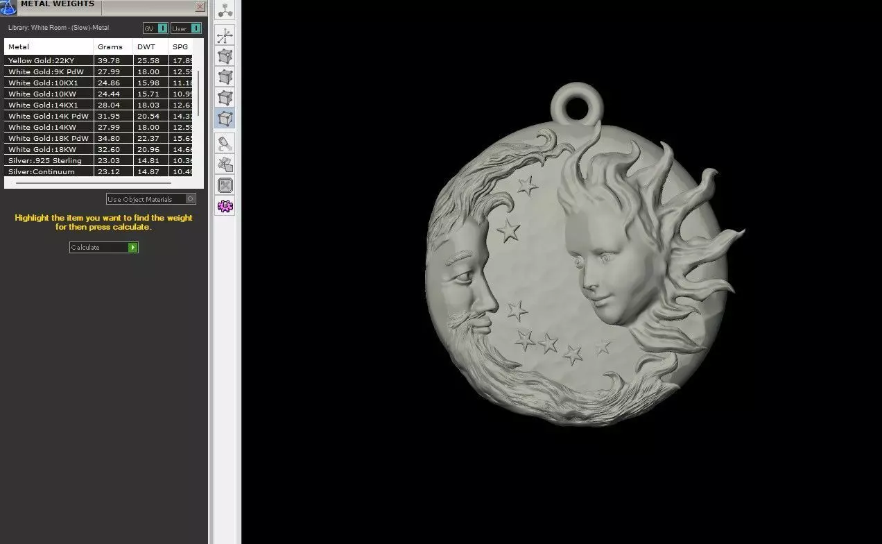 Gunes ve ay gumus kolye  3D print model_3