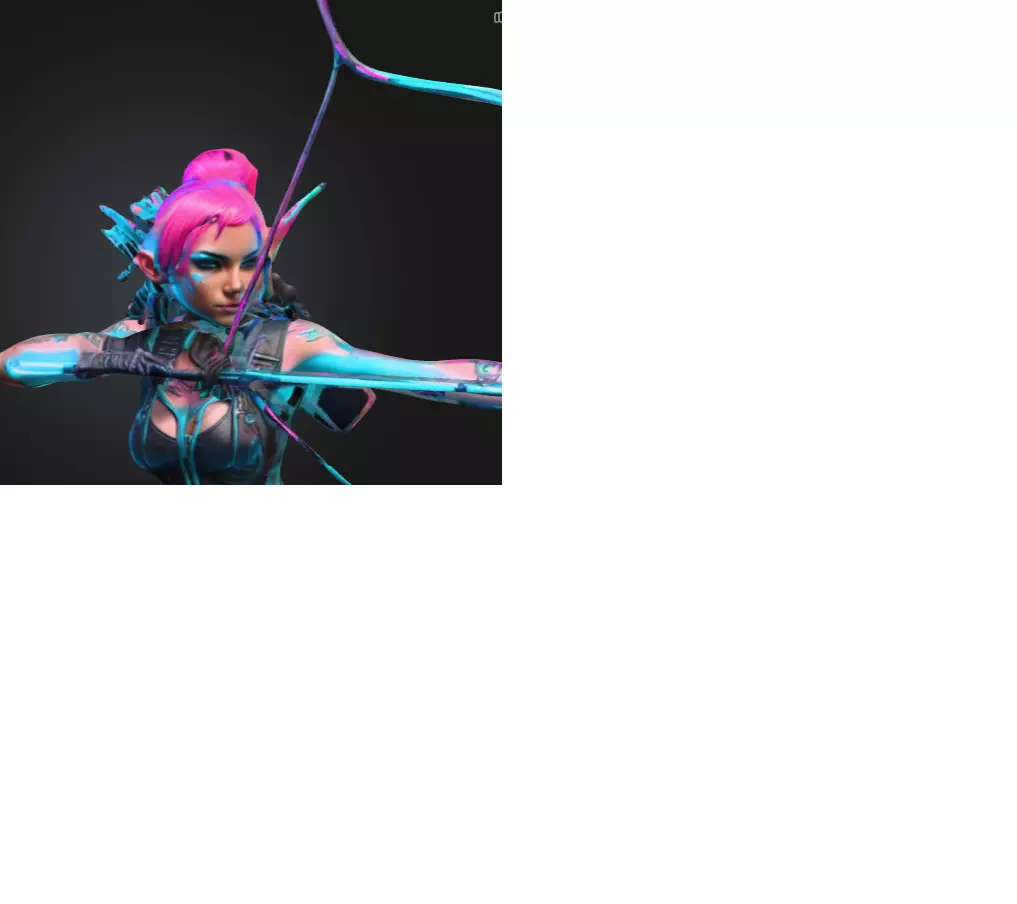 Neon Cyber Elf Archer Miniatura   Elfa Arqueira Ciberpunk 3D print model_3