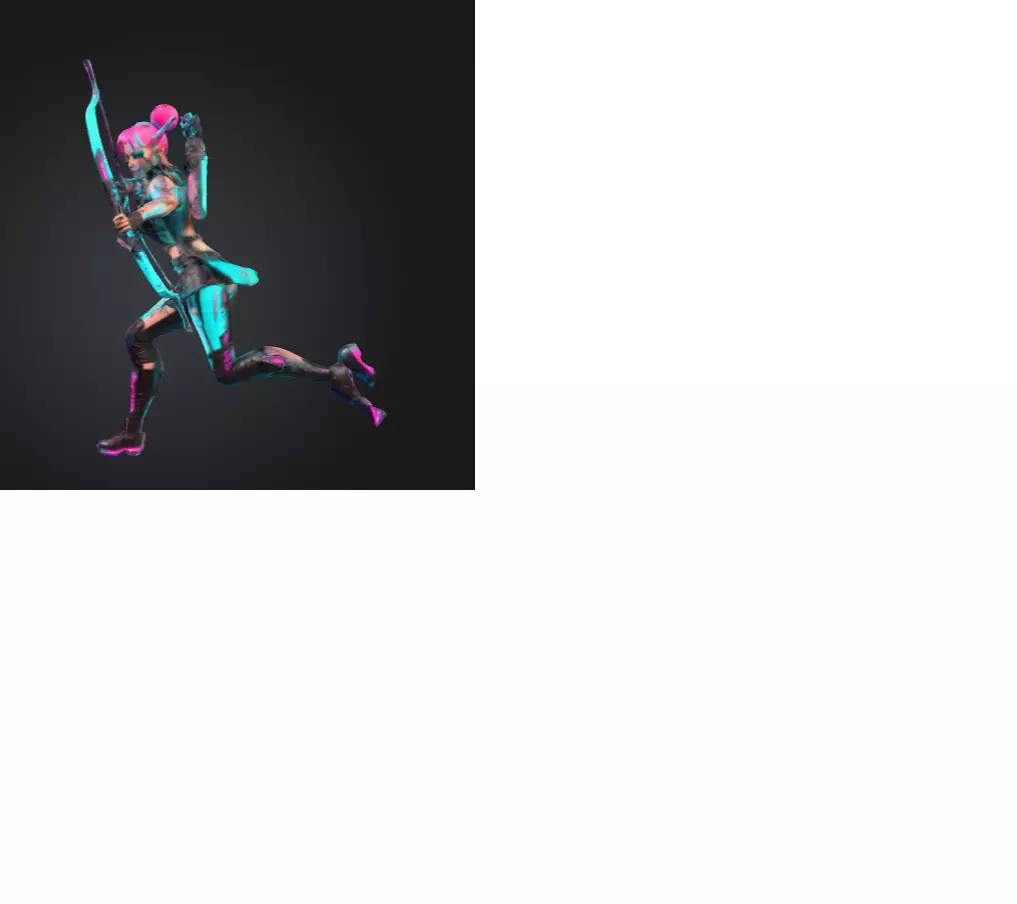 Neon Cyber Elf Archer Miniatura   Elfa Arqueira Ciberpunk 3D print model_1