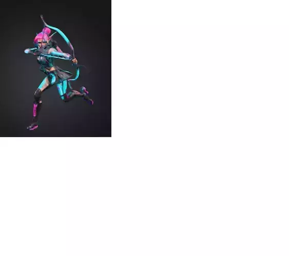 Neon Cyber Elf Archer Miniatura   Elfa Arqueira Ciberpunk
