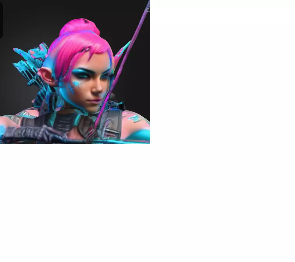 Neon Cyber Elf Archer Miniatura   Elfa Arqueira Ciberpunk 3D print model_2