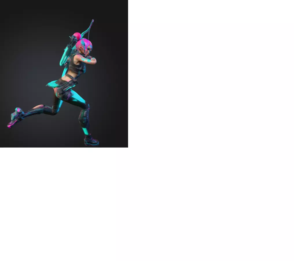Neon Cyber Elf Archer Miniatura   Elfa Arqueira Ciberpunk 3D print model_4