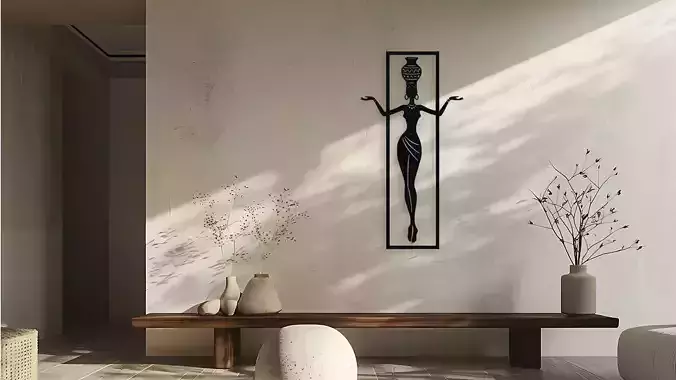 African Woman Silhouette Wall Decor Art