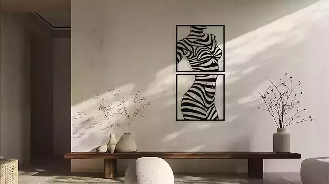 Zebra Stripe Female Body Wall Decor
