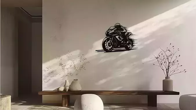 Motorcycle Rider Wall Decor Art