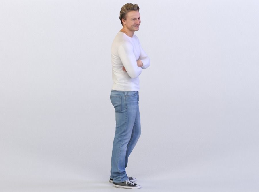 Ben 0453 Man Standing, Arms Folded, Looking Right 3D model_3