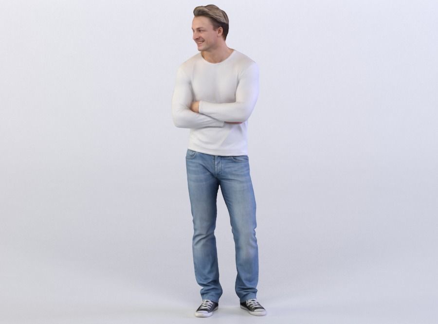 Ben 0453 Man Standing, Arms Folded, Looking Right 3D model_0