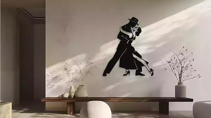 Tango Dancers Silhouette Wall Decor Art