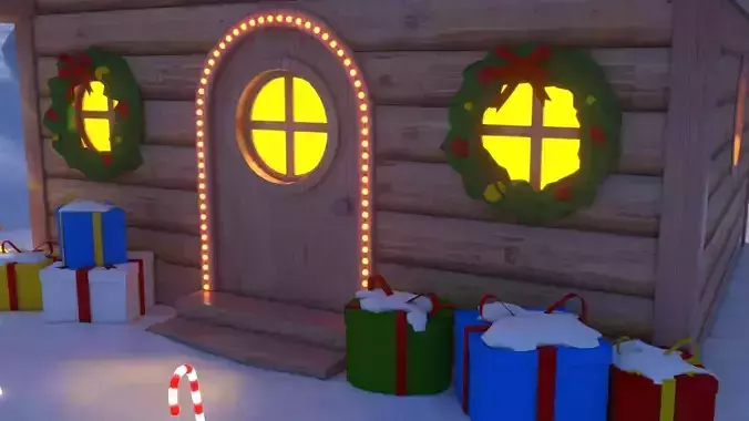 Stylized Christmas Cabin  Low-poly 3D model 5