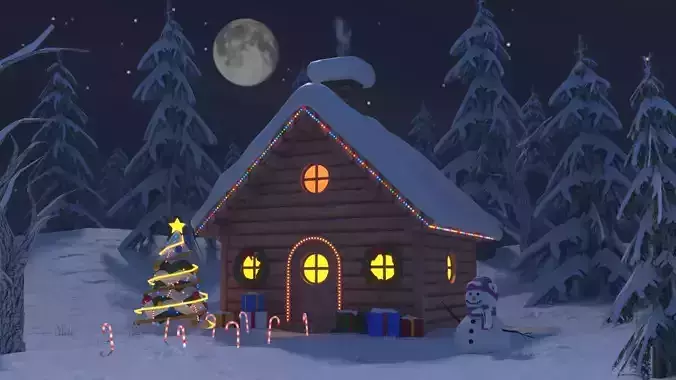 Stylized Christmas Cabin 