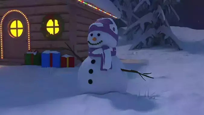Stylized Christmas Cabin  Low-poly 3D model 4