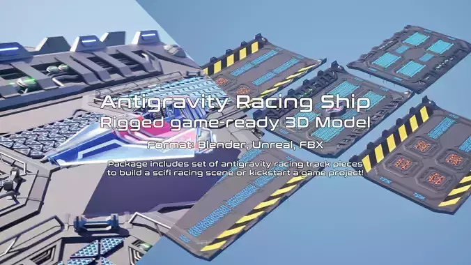 Antigravity Racing Ship 3D Model - A Low-poly 3D model