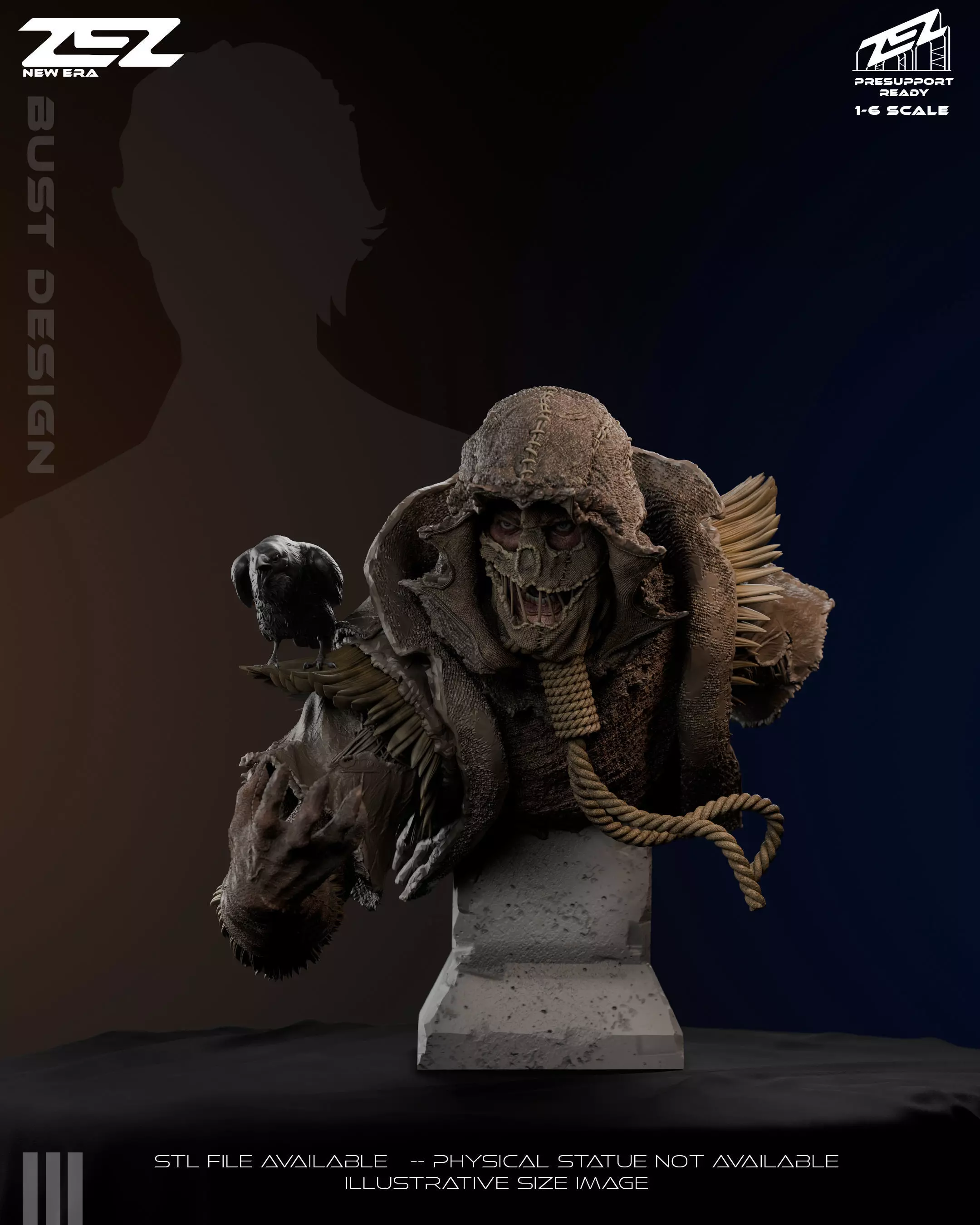 Scarecrow Bust 3D Digital STL File 3D print model_0