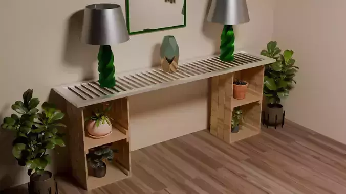 Recycled Wood Entryway Table Scene