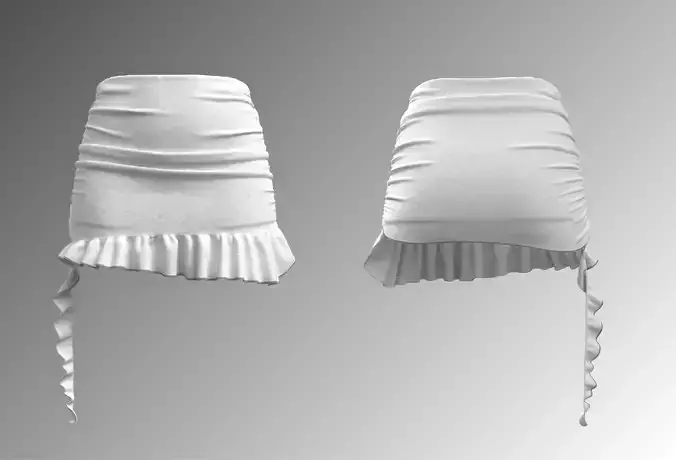 Solid summer ruffle ruched mini skirt FormX-46