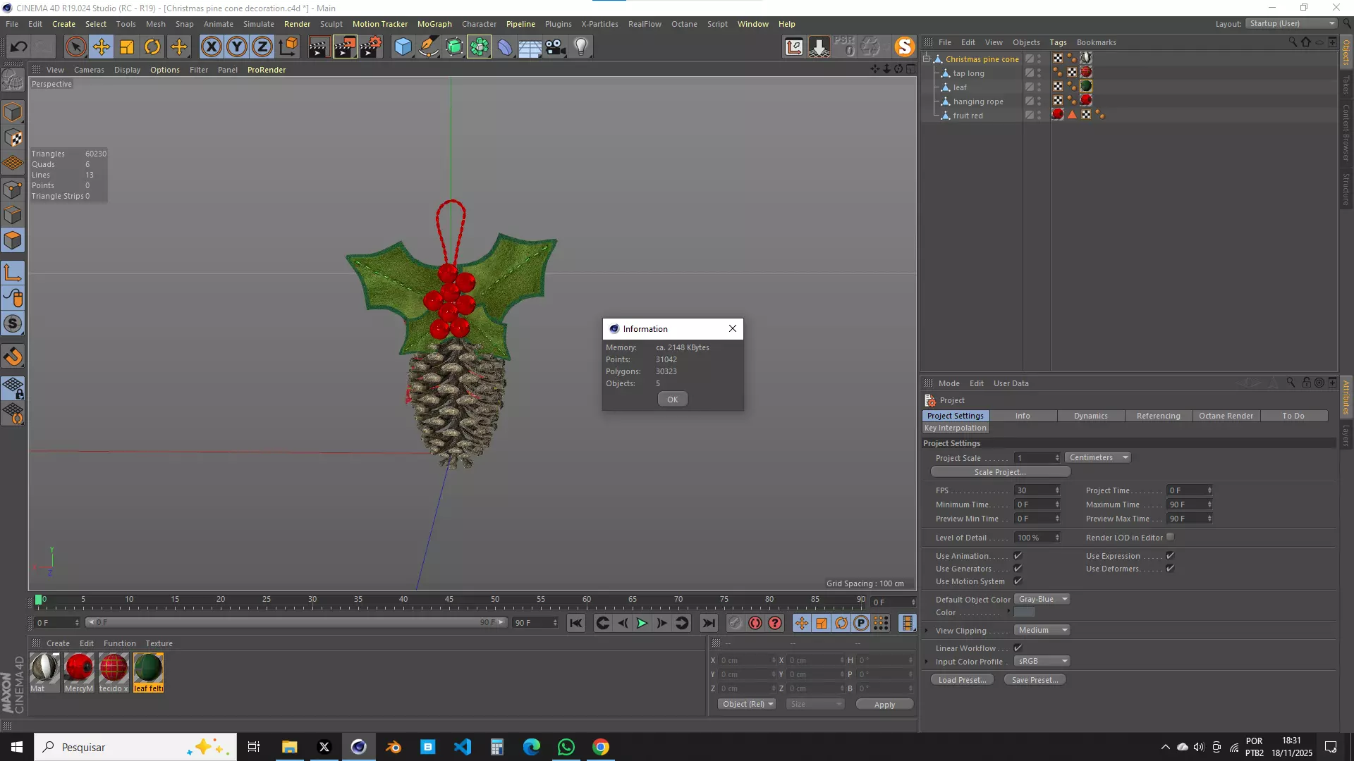 Christmas Pine Cone Decoration 3D Model 3D model_13