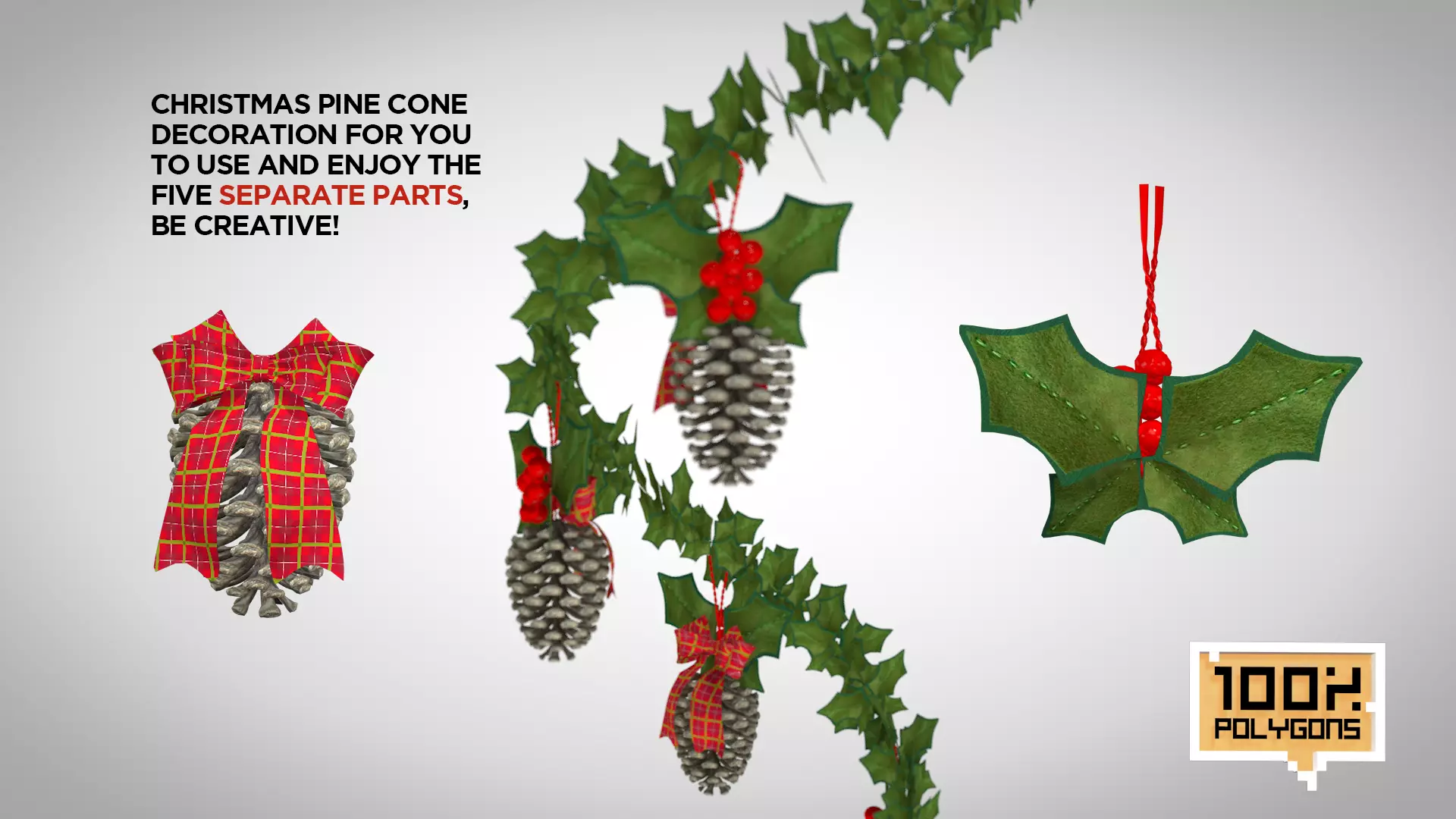 Christmas Pine Cone Decoration 3D Model 3D model_6