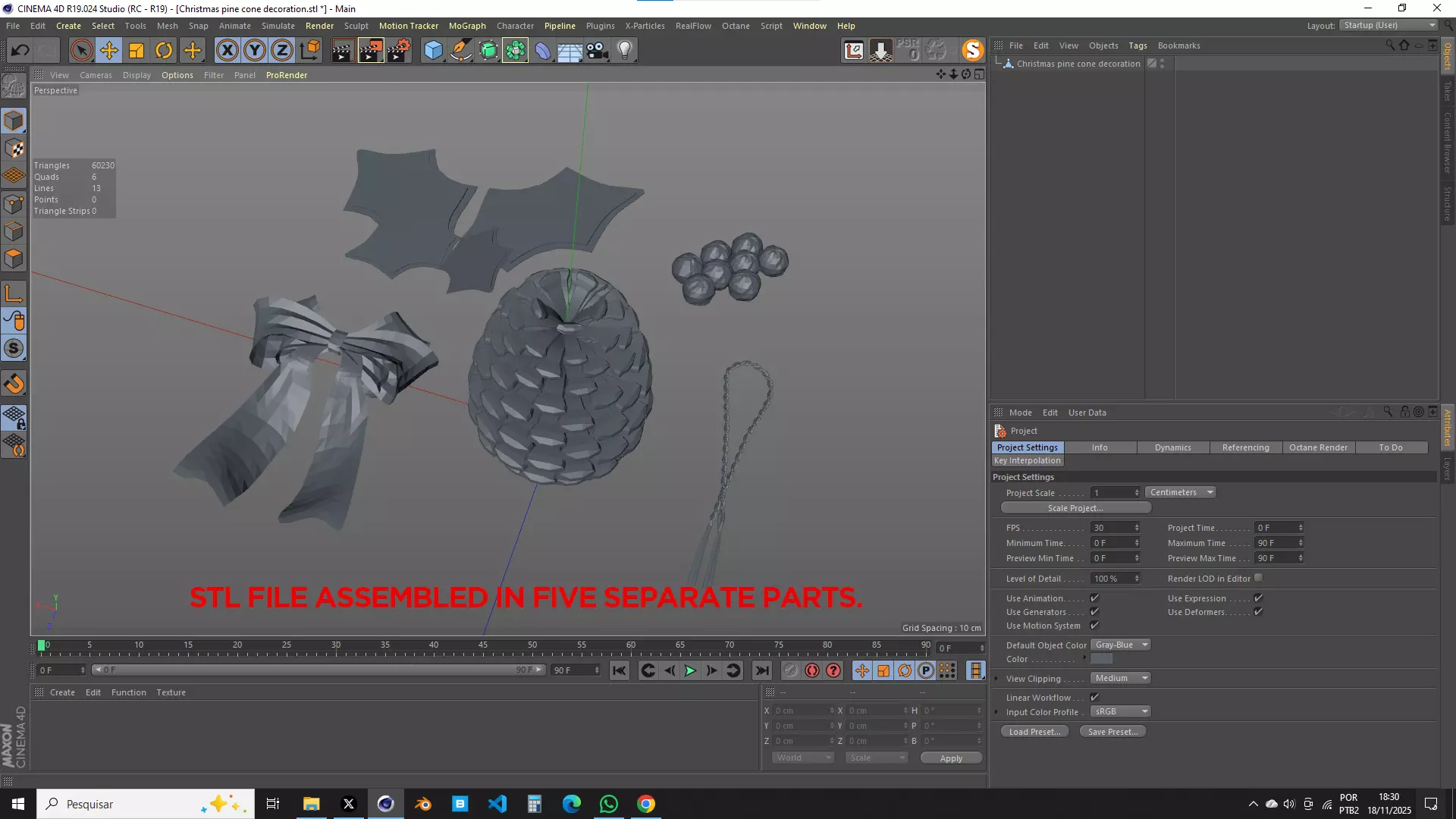 Christmas Pine Cone Decoration 3D Model 3D model_12