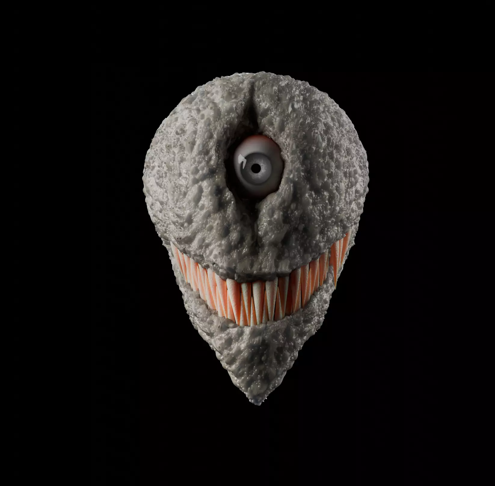 Creepy head Low-poly 3D model_3