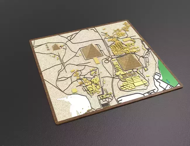 Giza Pyramids 3D Relief Map  Detailed Topographic Model