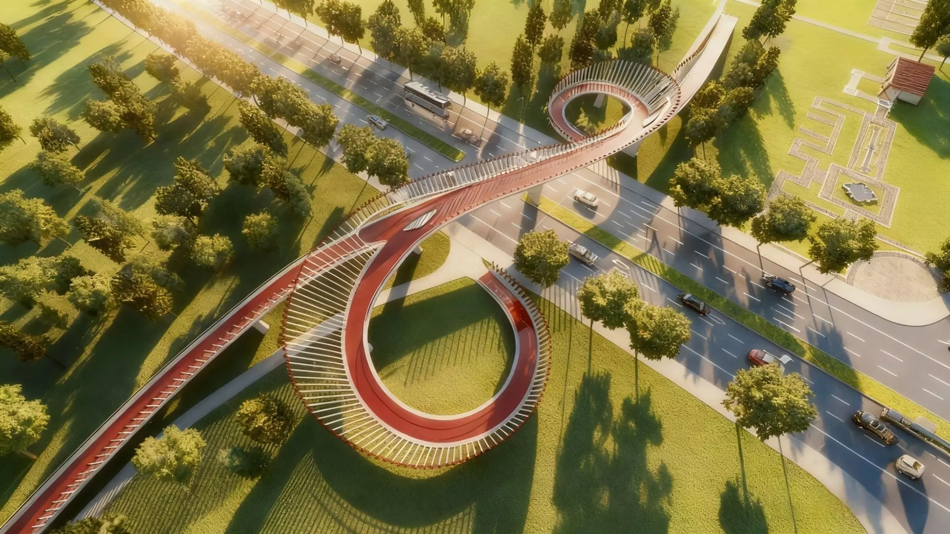 Pedestrian Landscape Overpass 3D model_1