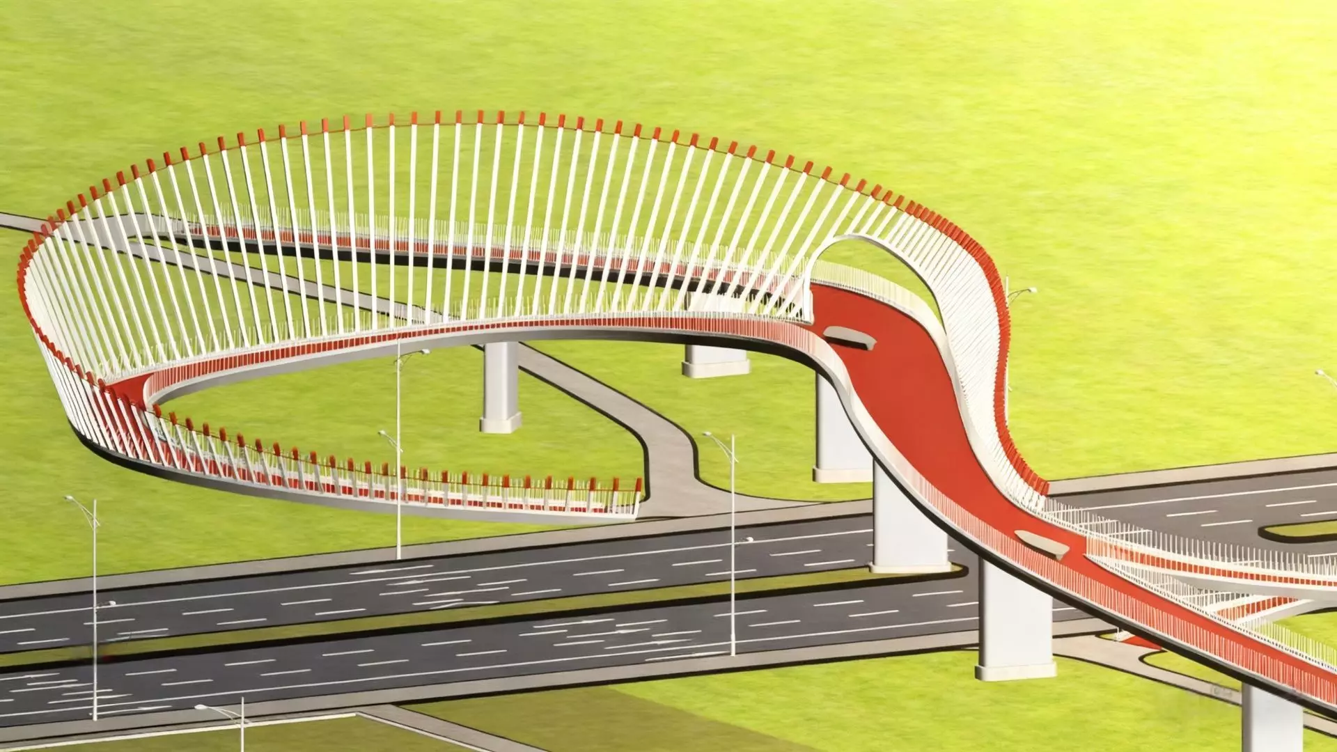 Pedestrian Landscape Overpass 3D model_4