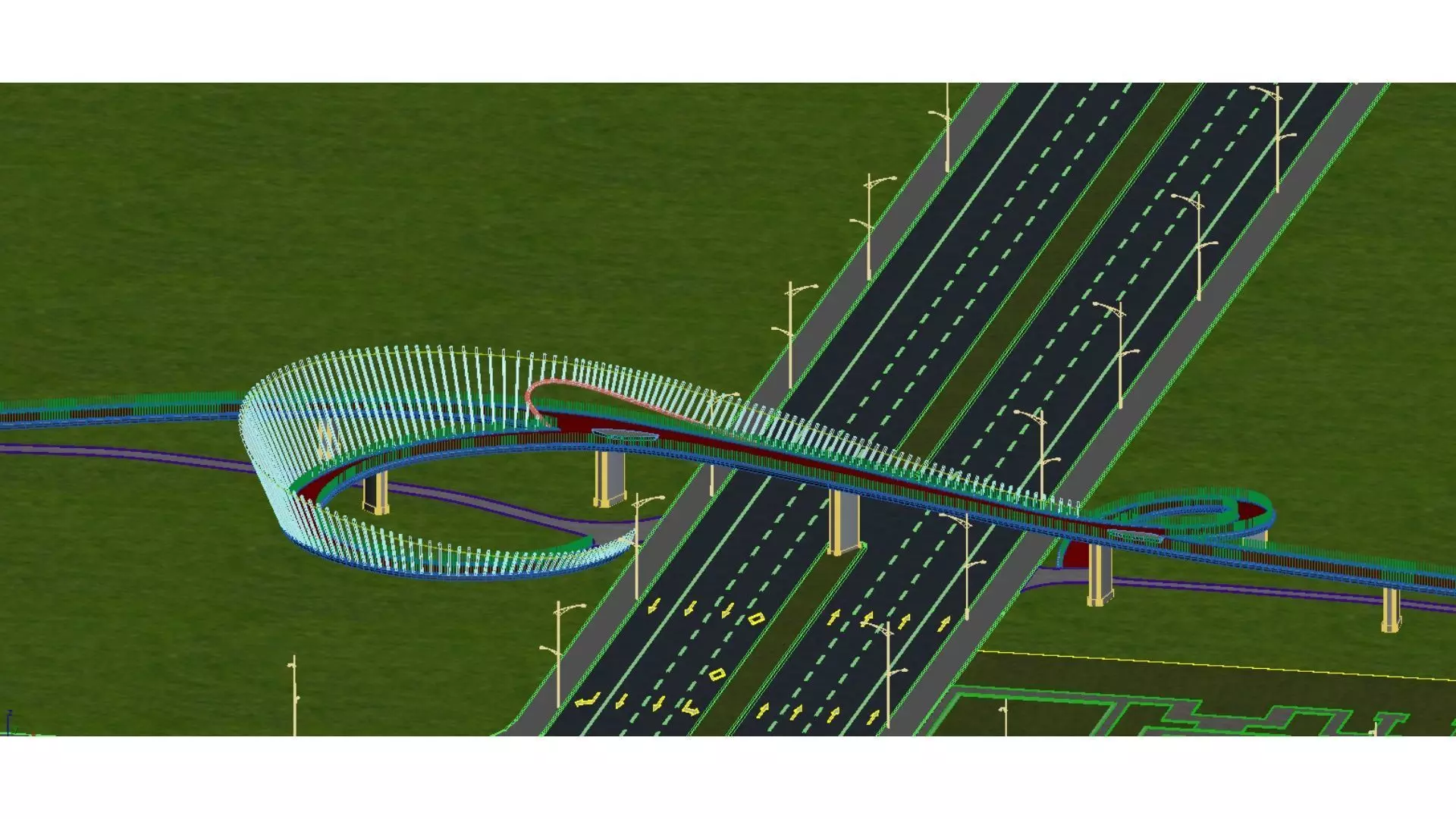 Pedestrian Landscape Overpass 3D model_5
