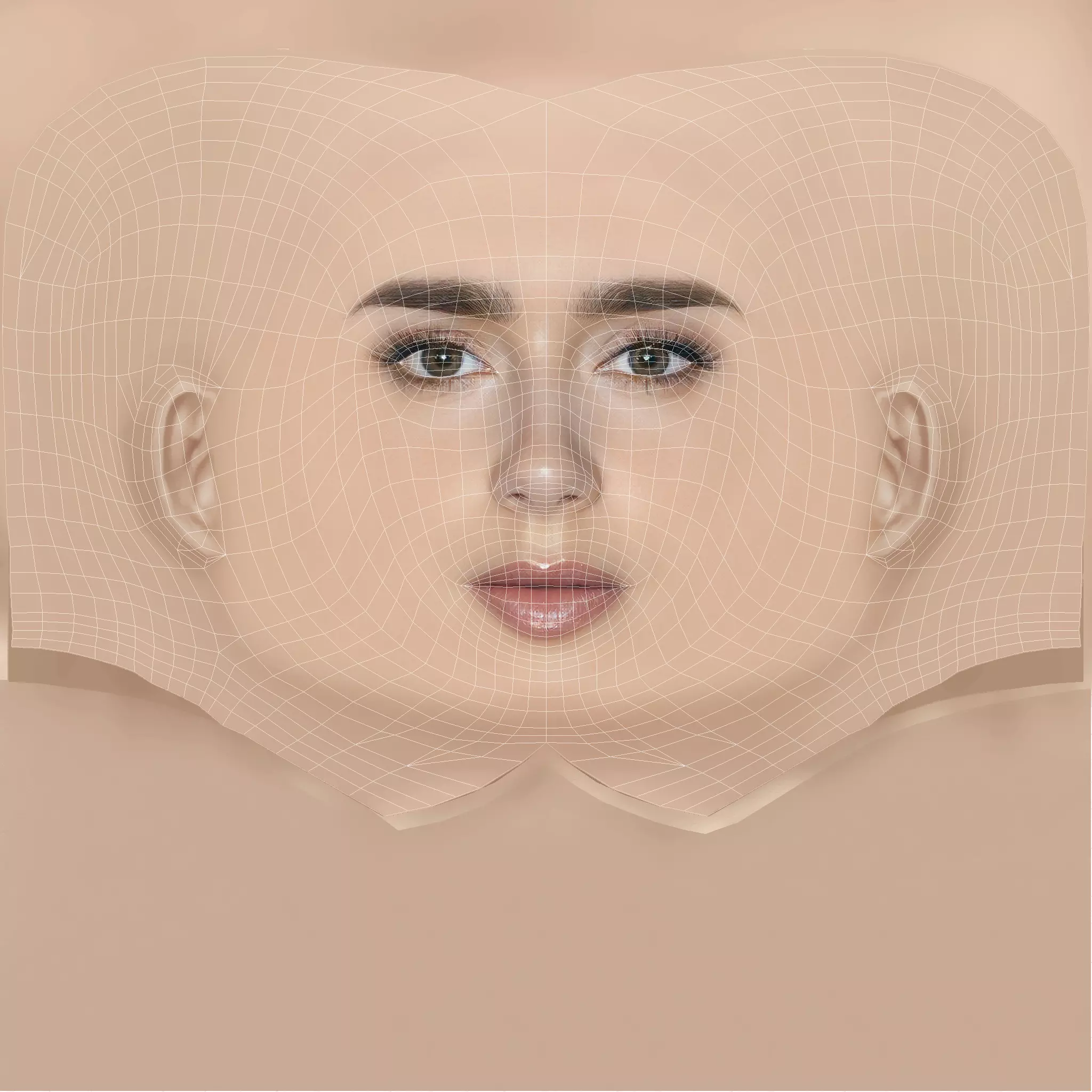 Lily Collins Head - No Hair - Low poly head for game Low-poly 3D model_9