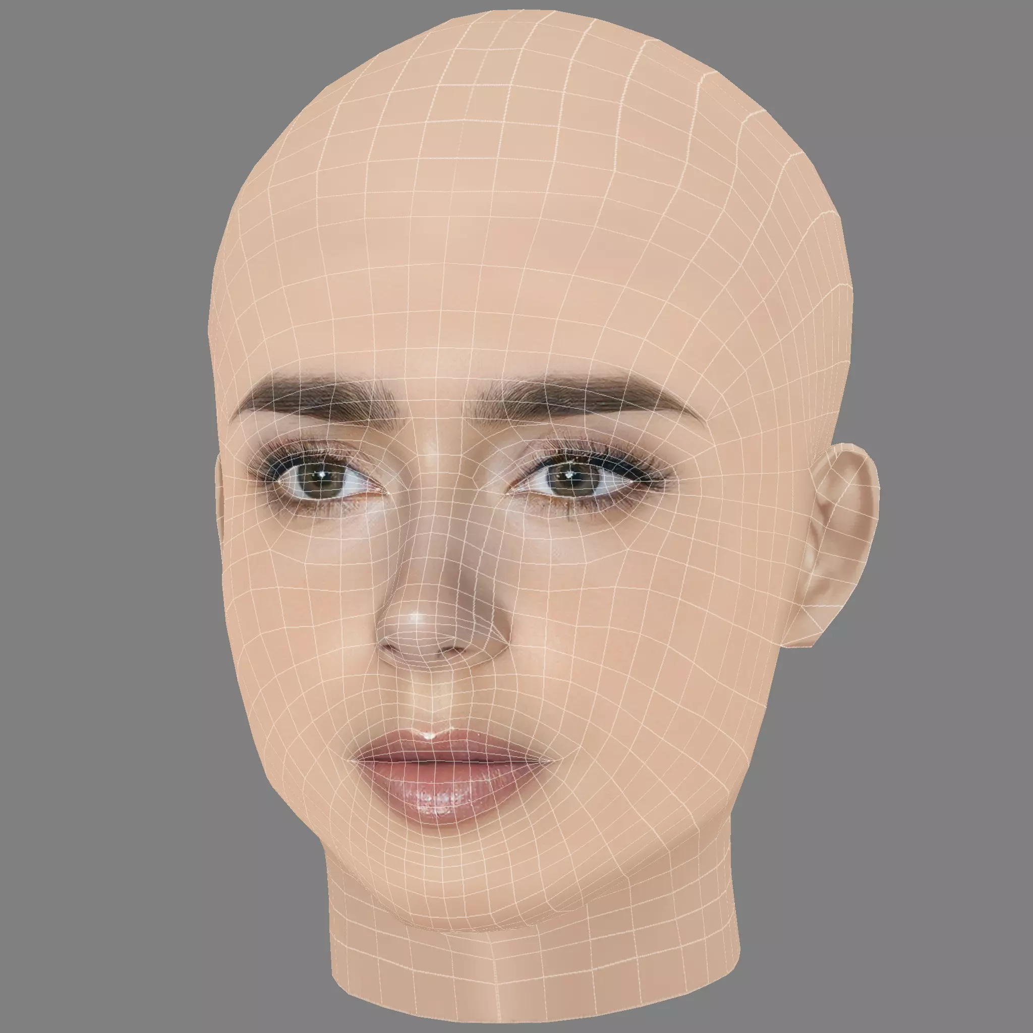 Lily Collins Head - No Hair - Low poly head for game Low-poly 3D model_8