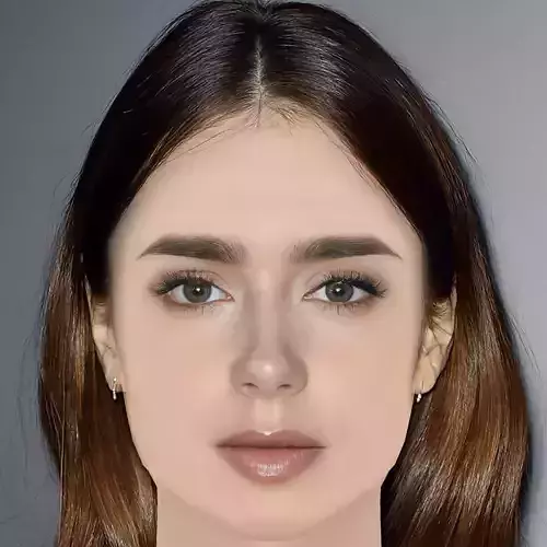 Lily Collins Head - No Hair - Low poly head for game