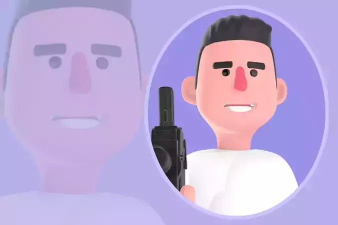 Stylized 3D Male Photographer Character - Confident Cartoon Man