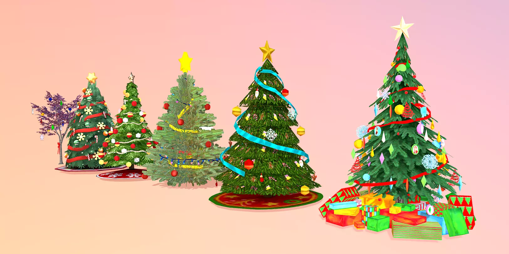 Christmass Trees Assets Ornaments GLB 3D model