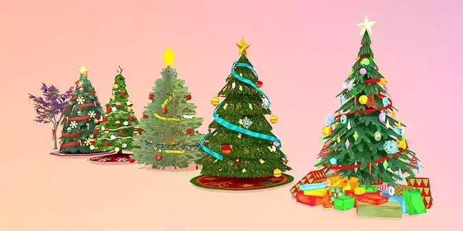 Christmass Trees Assets  Ornaments GLB