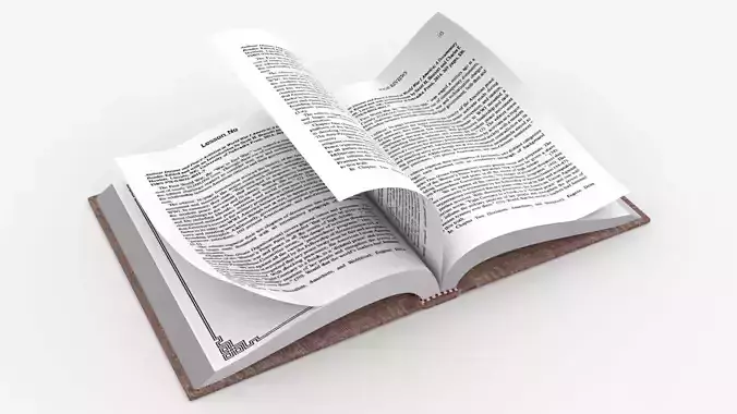 Realistic Old Cover Book Fully Animated 3D Model Low Poly