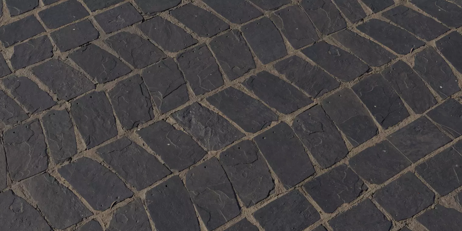 Hand Laid Basalt Cobblestone With Soil PBR Texture Texture_1