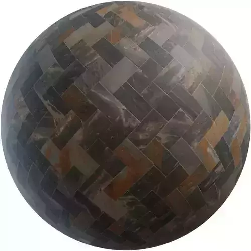 Polished Slate Herringbone Tiles PBR Texture 